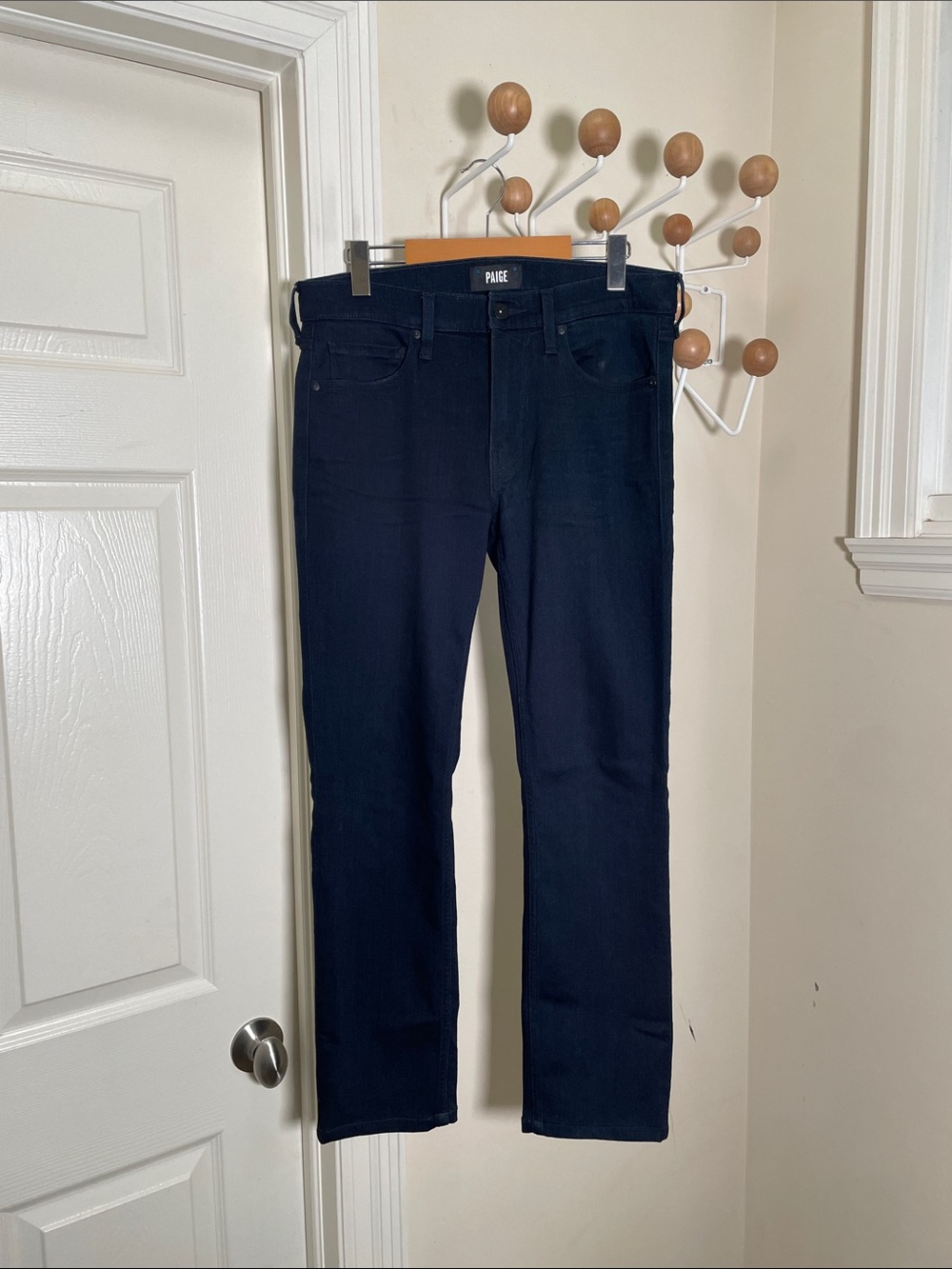 PAIGE Lennox Straight Legged Denim Jeans Dark Navy 31x27